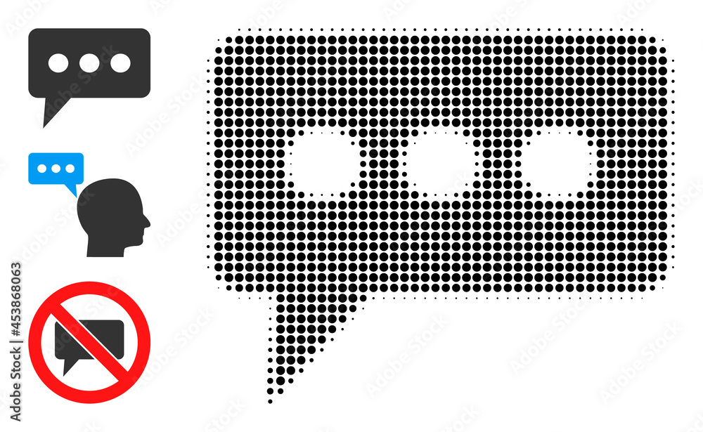 Poster halftone opinion cloud. dotted opinion cloud designed with small round items. vector illustration of