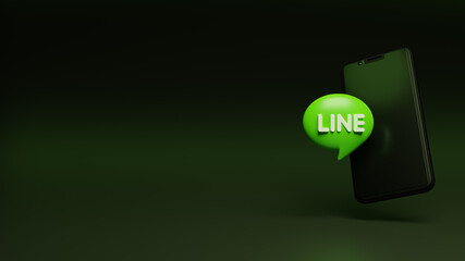Smartphone with Line Logo 3d illustration. 3d rendering concept for your social media post template