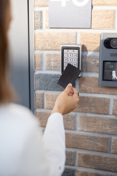 Attaching card to the electronic reader to access the office or apartment