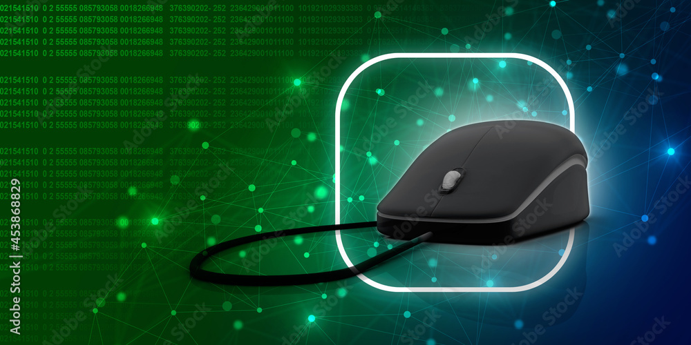 Poster 3d rendering technology computer mouse