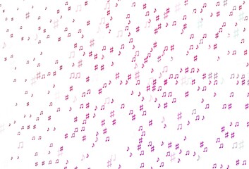 Light Purple, Pink vector pattern with music elements.