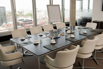 Table set for meeting in office
