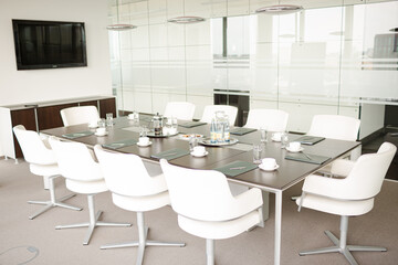 Table set for meeting in office