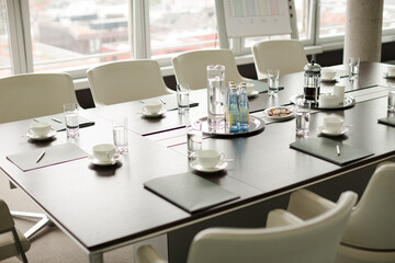 Table set for meeting in office