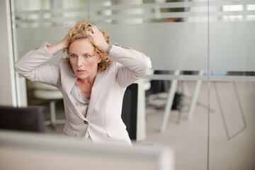 Close up of businesswoman's serious face