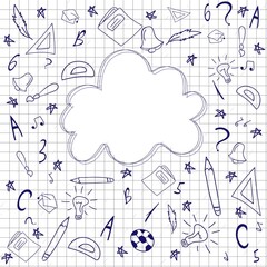 Fototapeta premium School background concept with school drawings. Vector
