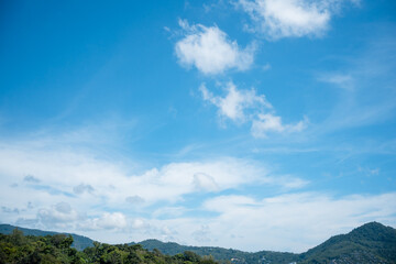 Natural Clouds in the blue sky on sunny day.Bright blue sky background with tiny clouds.