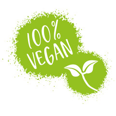 100 Percent vegan - vector illustration seal - obrazy, fototapety, plakaty