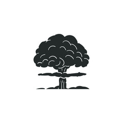 Atomic Mushroom Icon Silhouette Illustration. Nuclear Bomb Vector Graphic Pictogram Symbol Clip Art. Doodle Sketch Black Sign.