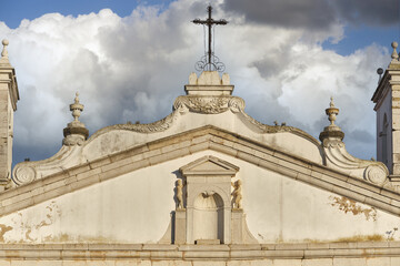 Fototapeta na wymiar pediment of the Parish Church of Santa Maria de Lagos