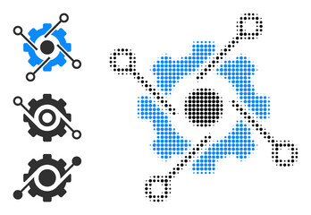 Halftone smart development. Dotted smart development designed with small round elements. Vector illustration of smart development icon on a white background. Halftone array contains round elements.