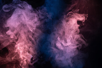 Blue and pink steam on a black background.