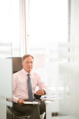 Businessman sitting at desk in office