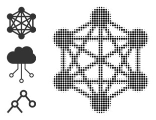 Halftone network. Dotted network generated with small circle dots. Vector illustration of network icon on a white background. Halftone pattern contains circle dots.