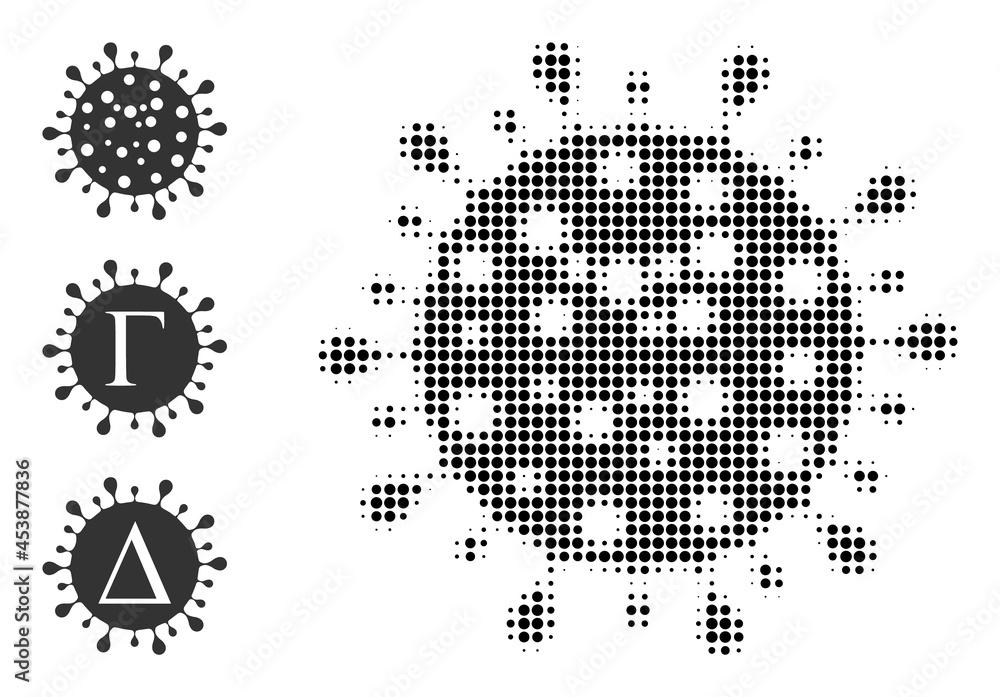 Poster halftone coronavirus. dotted coronavirus constructed with small round elements. vector illustration 