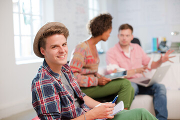 Businessman smiling in meeting