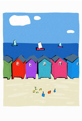 Colorful houses on the beach