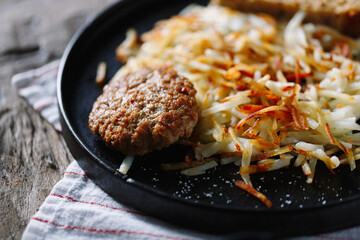 Breakfast sausage and hashbrowns