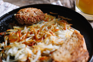 Breakfast sausage and hashbrowns
