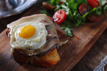 Breakfast ham and egg sandwich