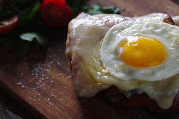 Breakfast ham and egg sandwich