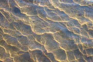 Fototapeta na wymiar waves on sandy beach with copy space