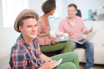 Fototapeta premium Businessman smiling in meeting