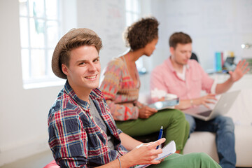 Businessman smiling in meeting