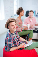 Fototapeta premium Businessman smiling in meeting