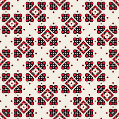 Seamless Geometric Black Red and Cream Pattern Illustration
