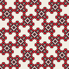 Seamless Geometric Black Red and Cream Pattern Illustration