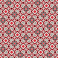 Seamless Geometric Black Red and Cream Pattern Illustration