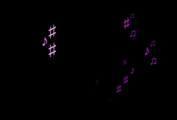 Dark Purple vector template with musical symbols.