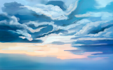 Fototapeta na wymiar illustration stormy sky, sunset