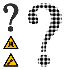 Halftone unknown. Dotted unknown designed with small round elements. Vector illustration of unknown icon on a white background. Halftone array contains round elements.