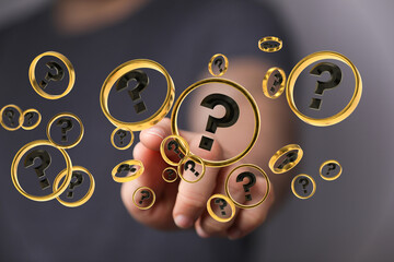 colored question marks background concept. 3D Rendering.