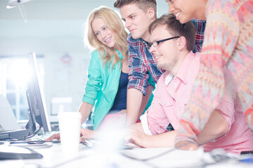 Fototapeta premium Business people working together at computer