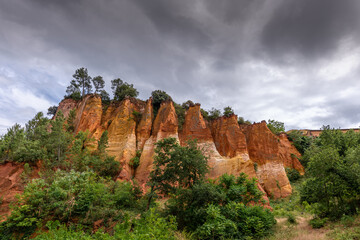 Luberon ocher near the village of Roussillon. Geological wonder in Provence.