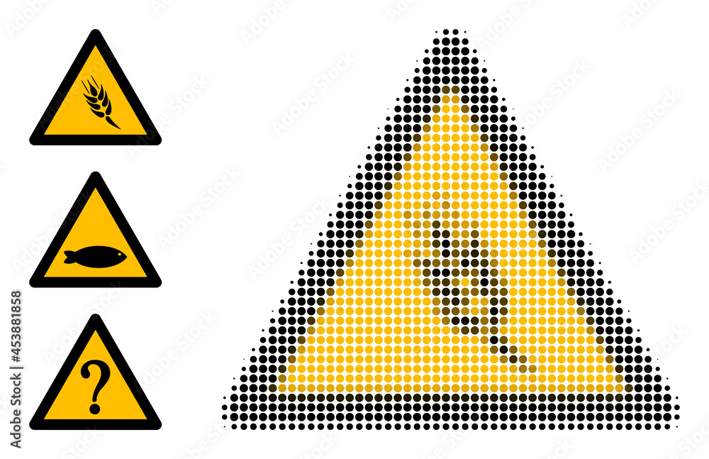 Poster halftone cereal warning. dotted cereal warning designed with small circle items. vector illustration