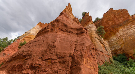 Luberon ocher near the village of Roussillon. Geological wonder in Provence.