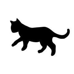 Cat black silhouette. Vector icon on white background. kitten illustration silhouette.