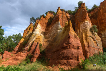 Luberon ocher near the village of Roussillon. Geological wonder in Provence.