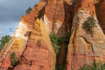 Luberon ocher near the village of Roussillon. Geological wonder in Provence.