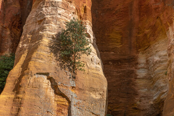 Luberon ocher near the village of Roussillon. Geological wonder in Provence.
