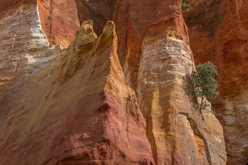 Luberon ocher near the village of Roussillon. Geological wonder in Provence.