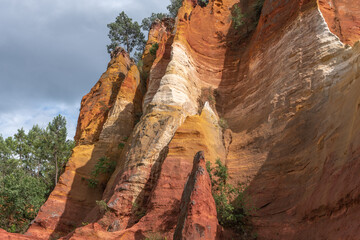 Luberon ocher near the village of Roussillon. Geological wonder in Provence.
