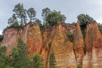 Luberon ocher near the village of Roussillon. Geological wonder in Provence.