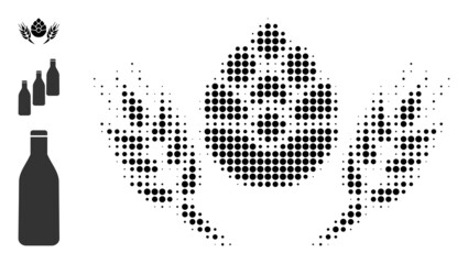Halftone barley beer. Dotted barley beer generated with small round dots. Vector illustration of barley beer icon on a white background. Halftone pattern contains round points.