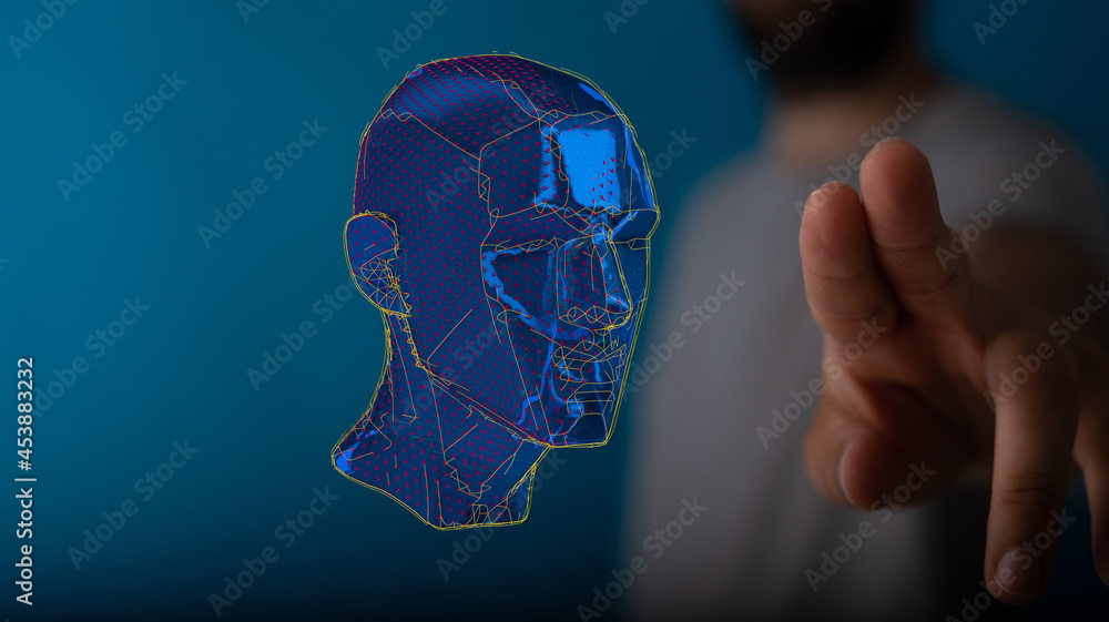 Poster human head and brain.deep learning , machine learning and artificial intelligence , ai technology,