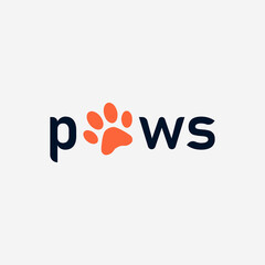 Paws logotype vector template. This word design can be used in Pet brands and products.